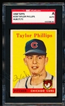 Autographed 1958 Topps Bb- #159 Taylor Phillips, Cubs- SGC Certified & Encapsulated