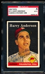 Autographed 1958 Topps Bb- #171 Harry Anderson, Phillies- SGC Certified & Encapsulated