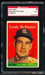 Autographed 1958 Topps Bb- #180 Lindy McDaniel, Cardinals- SGC Certified & Encapsulated