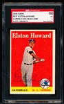 Autographed 1958 Topps Bb- #275 Elston Howard, Yankees- SGC Certified & Card Graded 5 (Ex) & Encapsulated with Auto Grade 8 (Nm-Mt)
