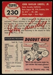 1953 Topps Baseball Hi#- #230 Lindell, Pirates