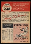 1953 Topps Baseball Hi#- #236 Harry Perkowski, Reds