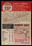 1953 Topps Baseball Hi#- #237 Clarence Podbielan, Reds