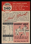 1953 Topps Baseball Hi#- #240 Fred Marsh, White Sox- SP! 