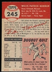1953 Topps Baseball Hi#- #245 Norman, Browns