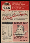 1953 Topps Baseball Hi#- #246 Roy Face RC, Pirates