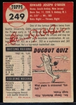 1953 Topps Baseball Hi#- #249 Ed O’Brien, Pirates- SP! 