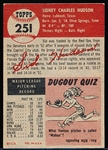 1953 Topps Baseball Hi#- #251 Sid Hudson, Red Sox- SP! 