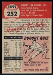1953 Topps Baseball Hi#- #252 Henry Foiles, Reds- SP!