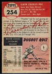 1953 Topps Baseball Hi#- #254 Preacher Roe, Brooklyn