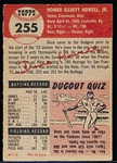 1953 Topps Baseball Hi#- #255 Howell, Brooklyn- SP!