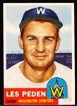 1953 Topps Baseball Hi#- #256 Les Peden, Washington- SP! 