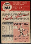 1953 Topps Baseball Hi#- #265 Jackie Jensen, Washington- SP