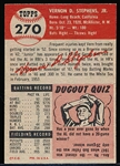 1953 Topps Baseball Hi#- #270 Vern Stephens, White Sox- SP