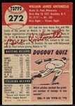 1953 Topps Baseball Hi#- #272 Bill Antonello, Dodgers- SP