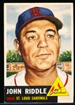 1953 Topps Baseball Hi#- #274 John Riddle, Cards- SP