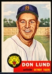 1953 Topps Baseball Hi#- #277 Lund, Tigers- SP