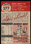1953 Topps Baseball Hi#- #277 Lund, Tigers- SP