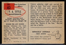 1954 Bowman Fb- #42 Y.A. Tittle, 49ers