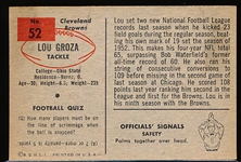 1954 Bowman Fb- #52 Lou Groza, Browns