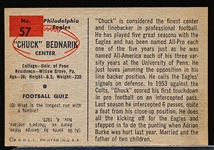 1954 Bowman Fb- #57 Chuck Bednarik, Eagles- Hall of Famer! 