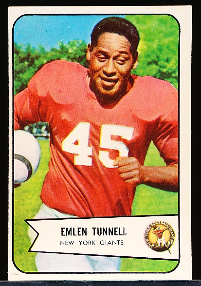 1954 Bowman Fb- #102 Em Tunnell , Giants- “Tunnell” on Front with Second “L” Lighter Print