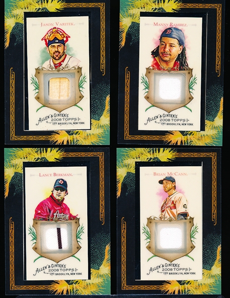 2008 Topps Allen & Ginter Bb- “Mini Framed Relics” Inserts- 4 Diff.