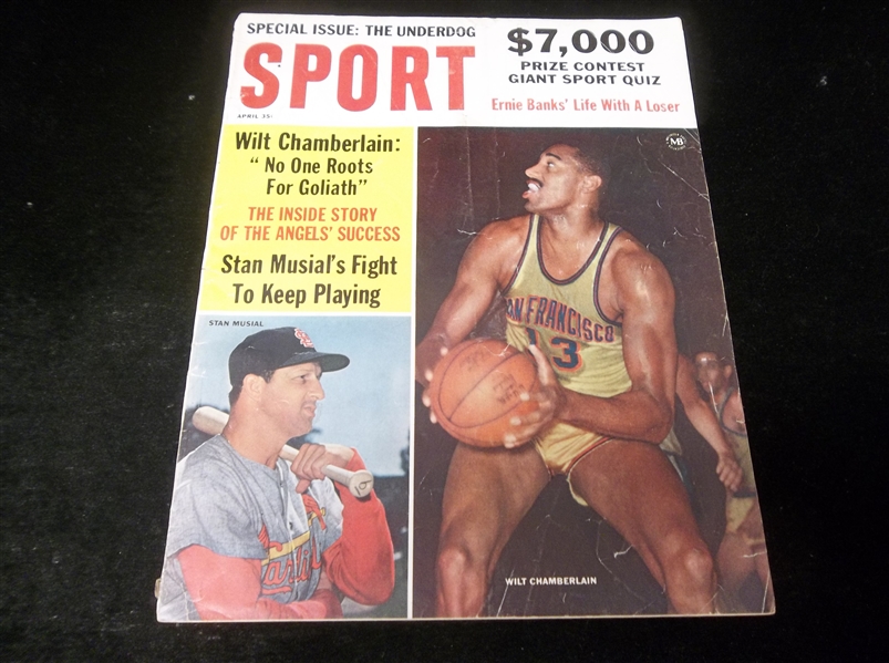 April 1963 Sport Magazine- Wilt Chamberlain (Main Photo) & Stan Musial Cover