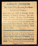 1933-34 U.S. Caramel Co. “Presidents” (R114)- #17 Andrew Johnson- Blue Variety