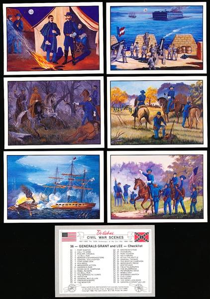 1986 De-Lish-Us Potato Chips “Civil War Scenes” Complete Set of 36 with Business Ad Card!