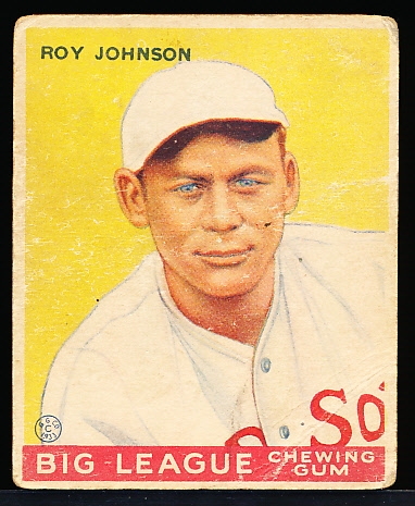 1933 Goudey Baseball- #8 Roy Johnson, Red Sox