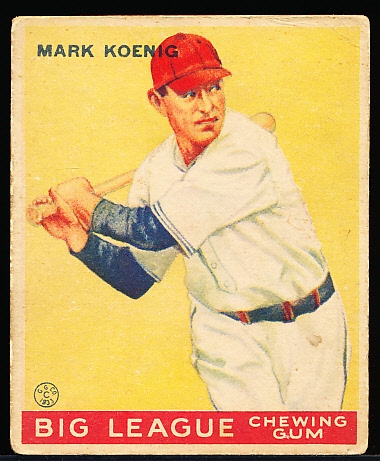 1933 Goudey Baseball- #39 Mark Koenig, Cubs