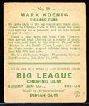 1933 Goudey Baseball- #39 Mark Koenig, Cubs
