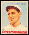 1933 Goudey Baseball- #52 Andy Cohen, NY Giants
