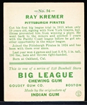 1933 Goudey Baseball- #54 Ray Kremer, Pirates