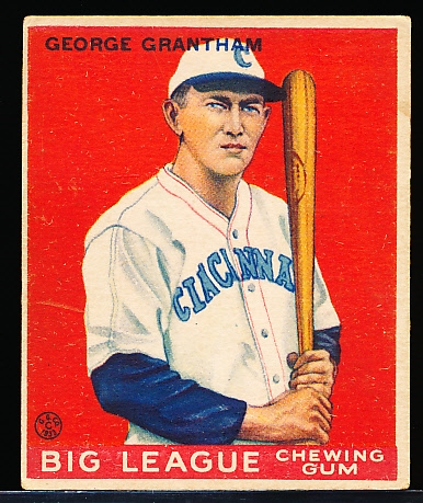 1933 Goudey Baseball- #66 George Grantham, Reds