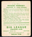 1933 Goudey Baseball- #188 Rogers Hornsby, Browns
