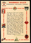 1956 Topps Baseball- #2 Giles- White Back