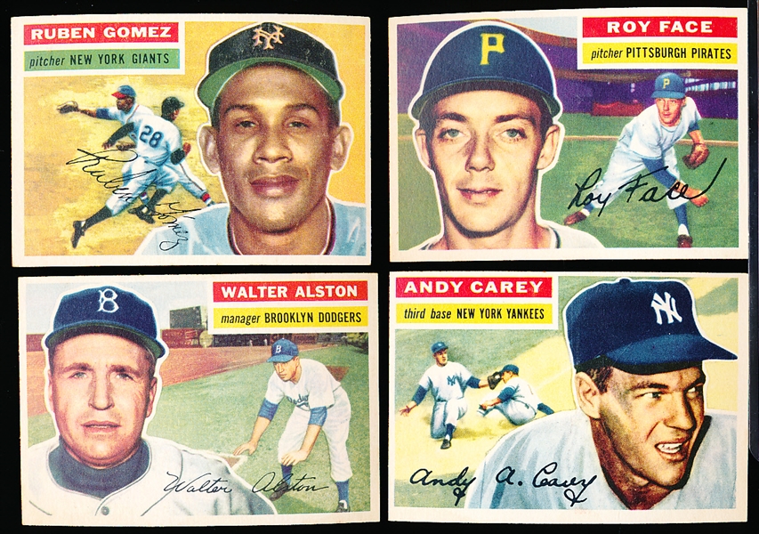 1956 Topps Baseball- 4 Diff- White Backs