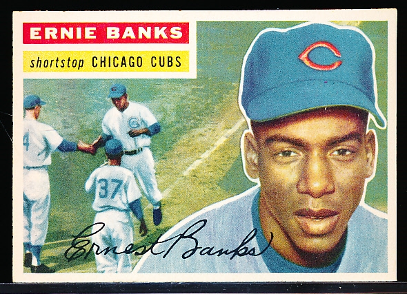 1956 Topps Baseball- #15 Ernie Banks, Cubs- White Back