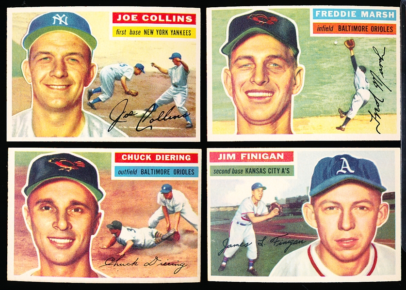 1956 Topps Baseball- 4 Diff- White Backs