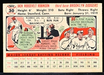 1956 Topps Baseball- #30 Jackie Robinson, Dodgers- White Back