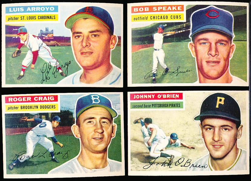 1956 Topps Baseball- 4 Diff- White Backs