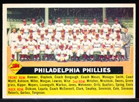 1956 Topps Baseball- #72 Phillies Team- White Back- Name Centered