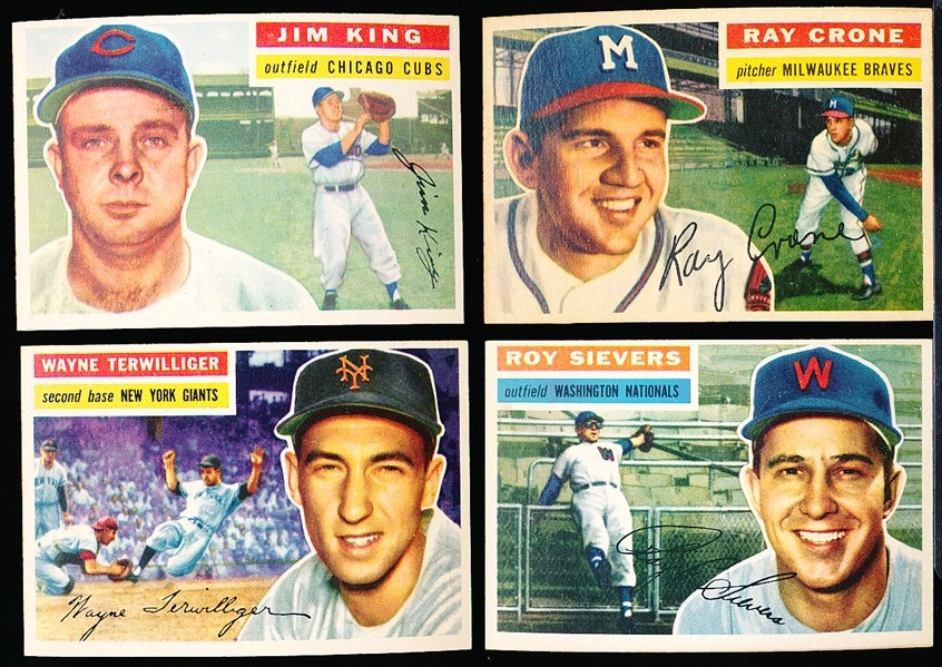 1956 Topps Baseball- 4 Diff- White Backs