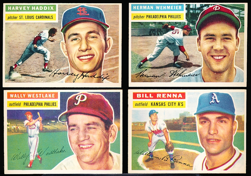 1956 Topps Baseball- 4 Diff- White Backs