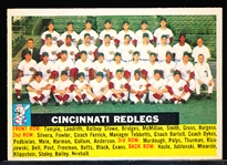 1956 Topps Baseball- #90 Cinc. Reds Team- Gray Back- Name Centered