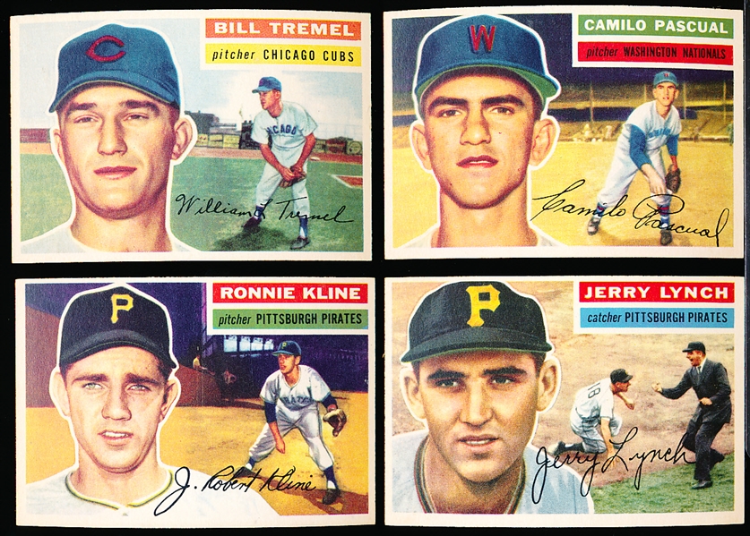 1956 Topps Baseball- 4 Diff- White Backs