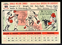 1956 Topps Baseball- #99 Don Zimmer, Dodgers- White Back