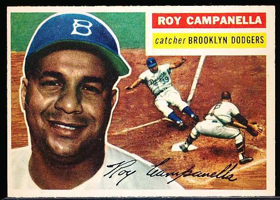 1956 Topps Baseball- #101 Roy Campanella, Dodgers- Gray Back